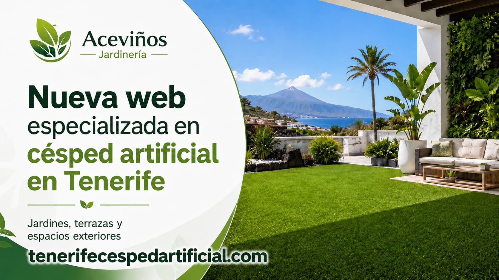 Nueva web de césped artificial en Tenerife de Aceviños Jardinería